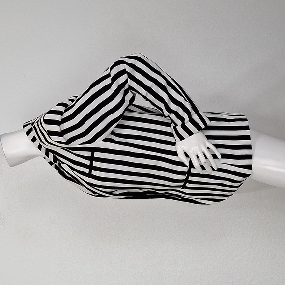 Silence + Noise NWOT Black White Striped One Button Retro Blazer Jacket Size M - Picture 9 of 13